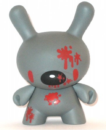 Grey Gloomy Dunny chase figure by Mori Chack, produced by Kidrobot. Front view.