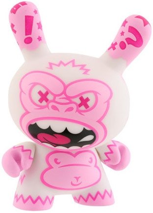 White MAD Ape Dunny (Kidrobot InStore Exclusive Freebie) figure by Jeremy Madl (Mad), produced by Kidrobot. Front view.