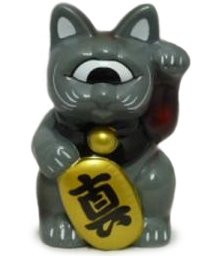 Mini Fortune Cat - Grey figure by Mori Katsura, produced by Realxhead. Front view.