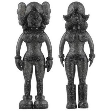 The Twins - Glitter Edition figure by Kaws X Reas, produced by Original Fake. Front view.