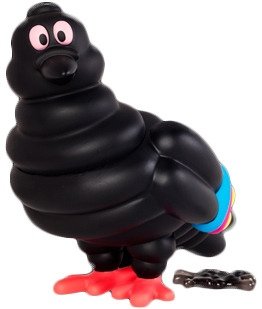 Staple Pigeon - Black figure by Jeff Staple (Staple Design), produced by Kidrobot. Front view.