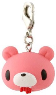 Gloomy Bear Zipper Pull (Bloody Pink) figure by Mori Chack, produced by Kidrobot. Front view.