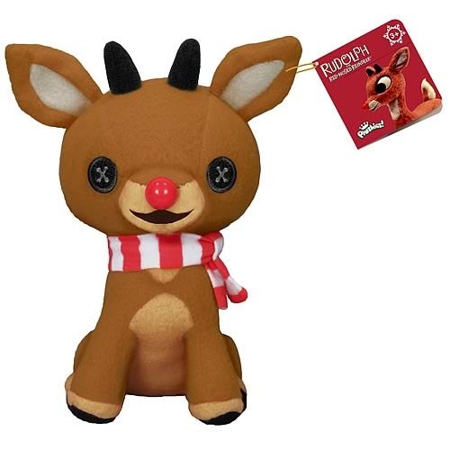 Rudolph figure, produced by Funko. Front view.