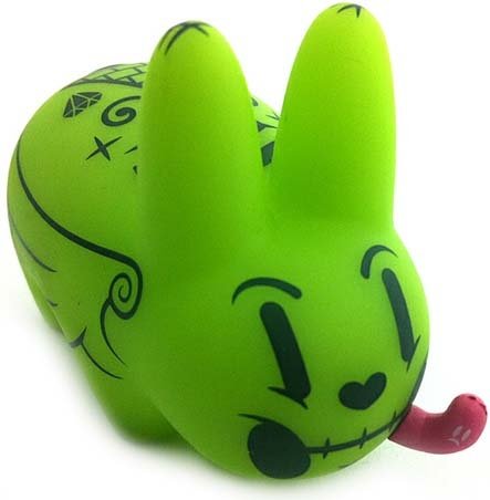 Labbit - Envy Green GID figure by Kronk, produced by Kid. Front view.