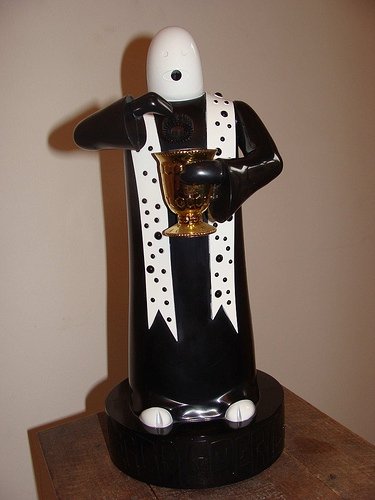 Priest figure by Mark Gonzales. Front view.