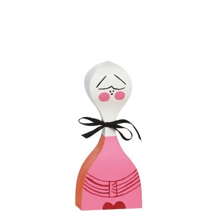 Wooden Doll No. 2  figure by Alexander Girard, produced by Vitra Design Museum. Front view.