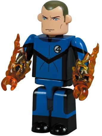Human Torch Kubrick 100% figure by Marvel, produced by Medicom Toy. Front view.