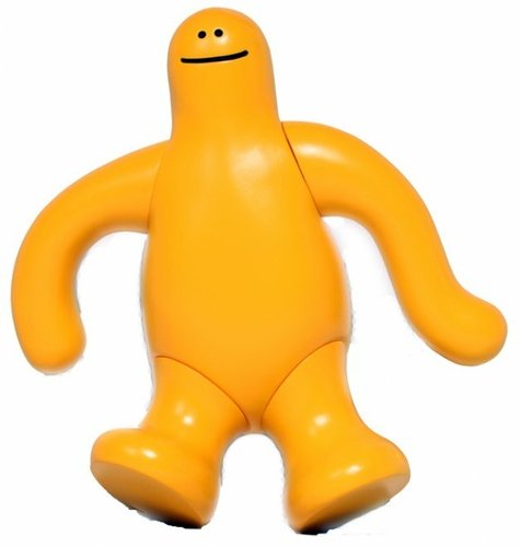 Shmoo Yellow  figure by Mark Gonzales, produced by Krooked X Thunderdog Studios. Front view.