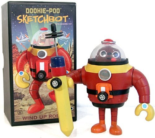 Dookie-Poo Sketchbot  figure by Manny Galan. Front view.