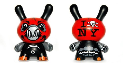 Pon RED not DED figure by Zukaty Vs Pon, produced by Kidrobot. Front view.