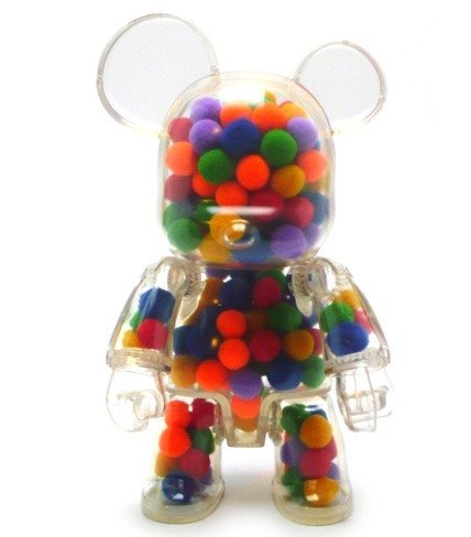 Qee 7 Transparent Pom Pom Bear figure, produced by Toy2R. Front view.