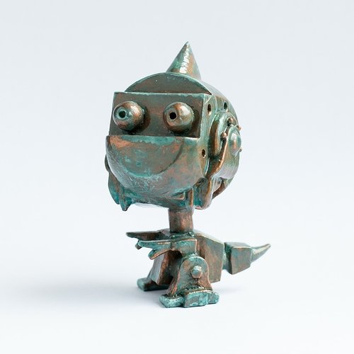 Copper Patina RaaarBot figure by Dynamite Rex, produced by Dynamite Rex. Front view.