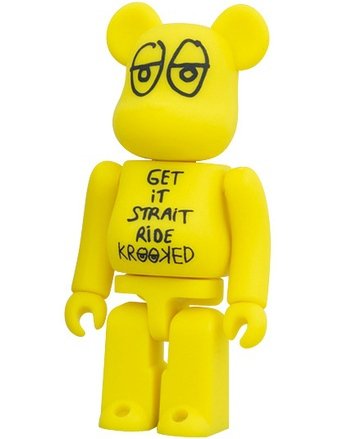 Krooked - Artist Be@rbrick S20    figure by Mark Gonzales, produced by Medicom Toy. Front view.