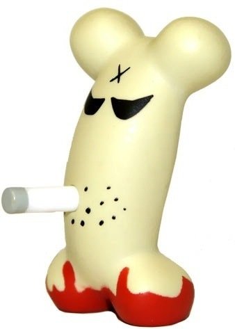 Bloody Lucius  figure by Frank Kozik, produced by Kidrobot. Front view.