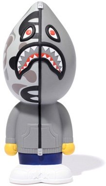 Shark Coin Bank figure, produced by A Bathing Ape. Front view.