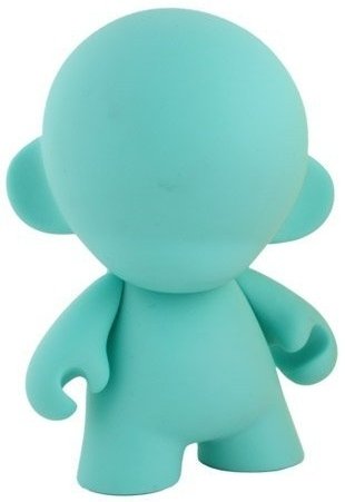 Mini Munny - Teal DIY figure, produced by Kidrobot. Front view.