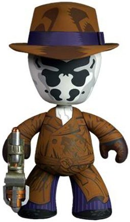 Rorschach figure by Dc Comics, produced by Mezco Toyz. Front view.