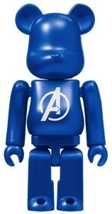 Avengers Logo Be@rbrick 100% figure by Marvel, produced by Medicom Toy. Front view.