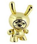 TMCP Chrome Face Gold figure, produced by Kidrobot. Front view.