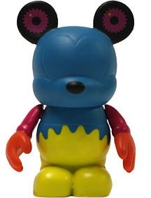 Blue/Yellow Gear Bear figure by Dan Howard, produced by Disney. Front view.