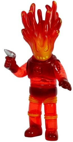 Ghost Trooper - Translucent Red  figure by Brian Flynn X Shuji Kashimoto, produced by Toygraph X Super7. Front view.