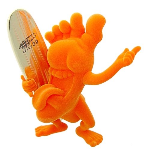 Screaming Leg - Orange Flocked  figure by Jim Phillips, produced by Medicomtoy. Front view.
