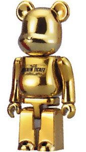 Golden Ticket Be@rbrick - 100% figure by Warner Bros. Entertainment Inc., produced by Medicom Toy. Front view.