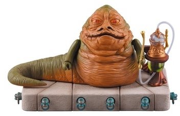 Jabba the Hutt figure by Lucasfilm Ltd., produced by Medicom Toy. Front view.