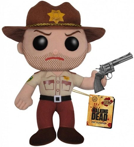 Rick Grimes Plush figure, produced by Funko. Front view.