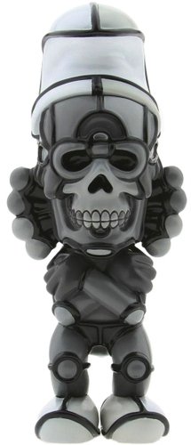 Deathead Smurks - Greyscale figure by David Flores X Hellfire Canyon Club, produced by Blackbook Toy. Front view.