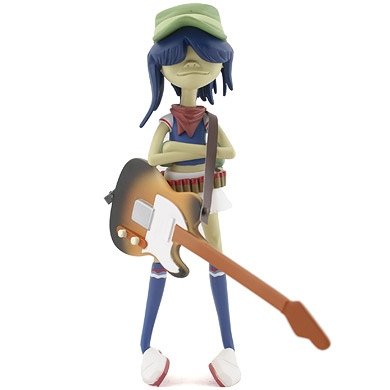 noodle figure by Jamie Hewlett, produced by Kidrobot. Front view.