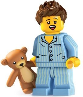 Sleepyhead figure by Lego, produced by Lego. Front view.