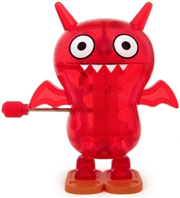 Clear red Ice-Bat figure by David Horvath, produced by Pretty Ugly Llc.. Front view.