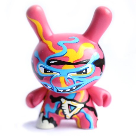Pink Energizer figure by Zukaty, produced by Kidrobot. Front view.