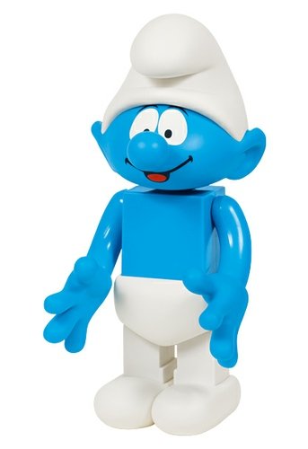Happy Blue Smurf Kubrick - 400% figure by Peyo, produced by Medicom Toy. Front view.