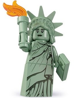 Lady Liberty figure by Lego, produced by Lego. Front view.