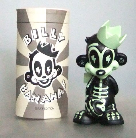 Billy Bananas X-Ray Edition figure by Tristan Eaton, produced by Thunderdog Studios. Packaging.