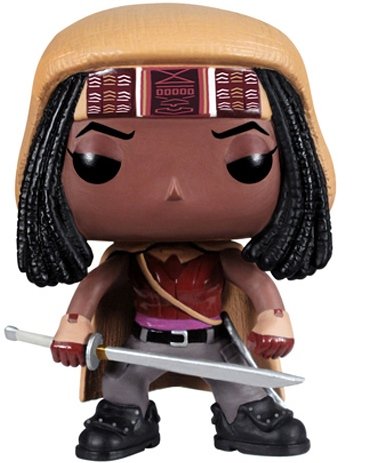 Michonne figure, produced by Funko. Front view.