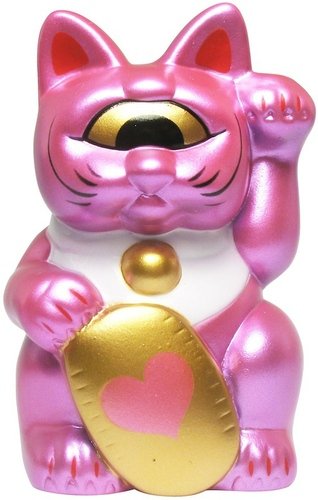 Mini Fortune Cat - Metallic Pink figure by Mori Katsura, produced by Realxhead. Front view.