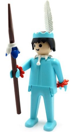 Playmobil - The Blue Indian figure by Playmobil, produced by Leblon Delienne. Front view.