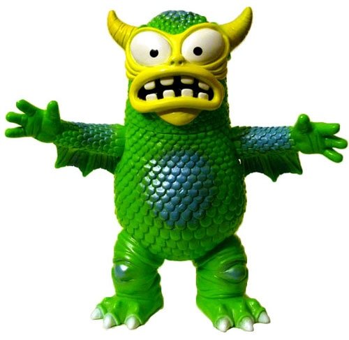 Greasebat - Green, NYCC Exclusive figure by Jeff Lamm, produced by Monster Worship. Front view.