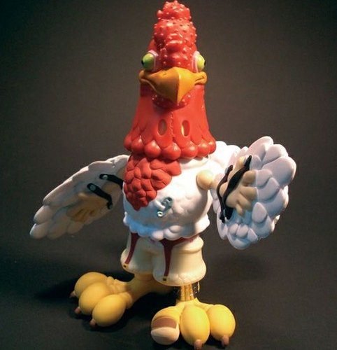 Subservient Chicken figure by Tristan Eaton, produced by Thunderdog Studios. Front view.