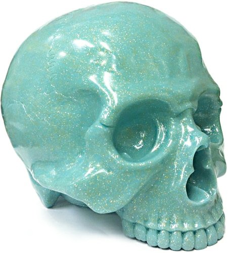1/1 Skull Head - Turquoise Glitter GID figure by Secret Base, produced by Secret Base. Front view.