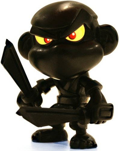 Deadly Ninja Monkey - Black as Night  figure by Jerome Lu, produced by Mana Studios. Front view.