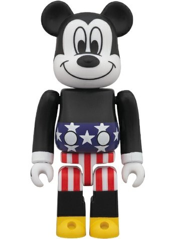 Mickey Mouse Be@rbrick 100% - USA Ver. figure by Disney, produced by Medicom Toy. Front view.