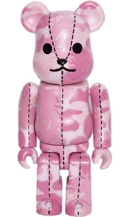Bape Play Be@rbrick 100% S3 - Pink figure by Bape, produced by Medicom Toy. Front view.