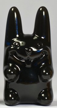 easter ungummy bunny - almost opaque black figure by Muffinman. Front view.