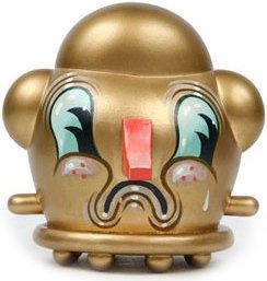 Gold Flopper figure by Travis Lampe. Front view.