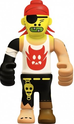 Black Flag figure by Eboy, produced by Kidrobot. Front view.
