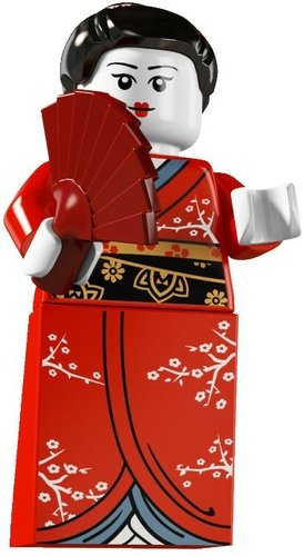 geisha figure by Lego, produced by Lego. Front view.